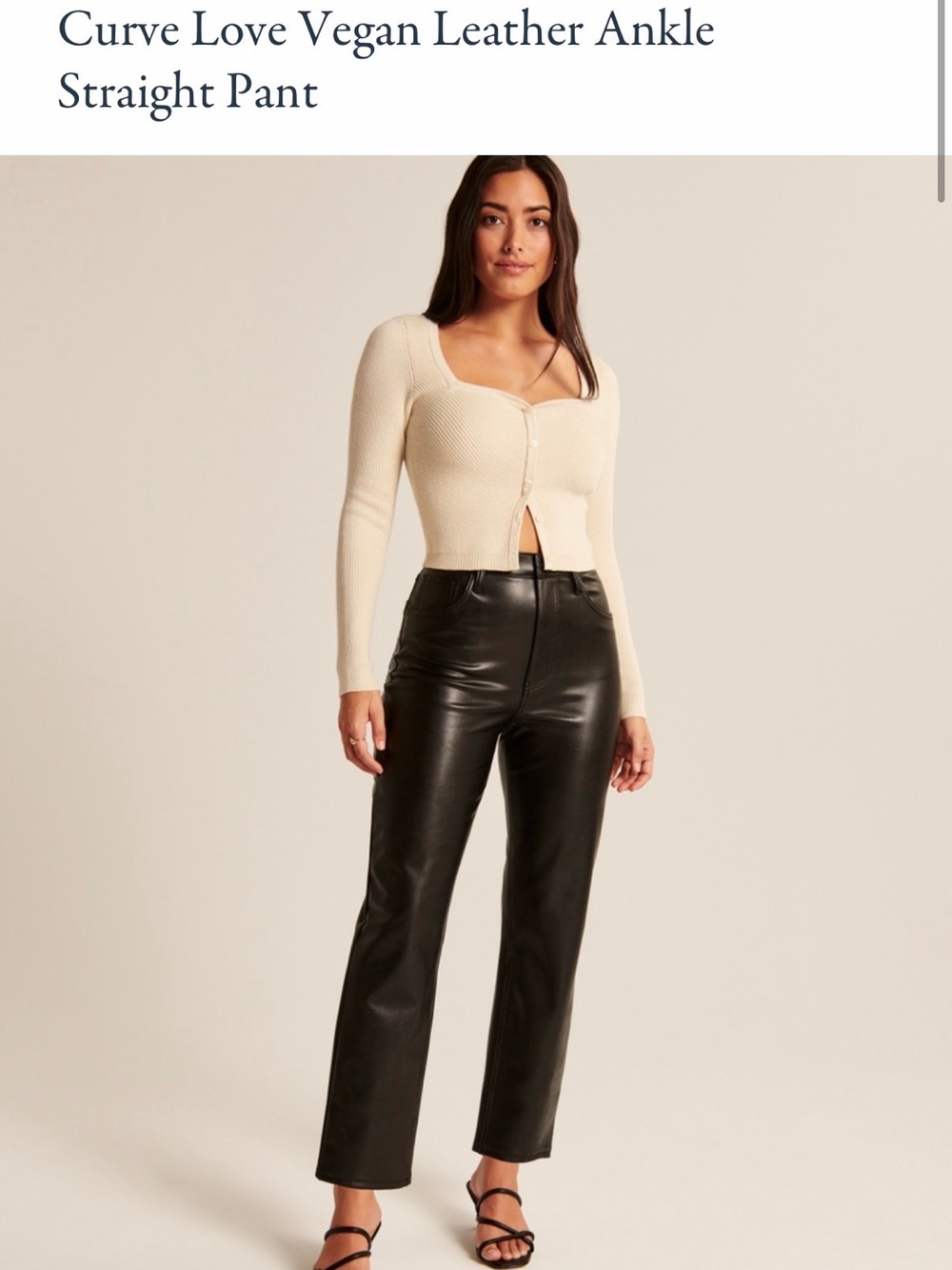 Abercrombie & Fitch Vegan Leather Ankle Straight Pants - Black